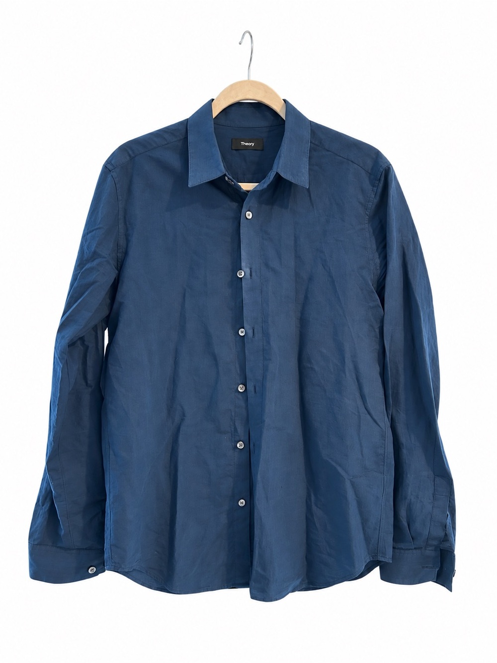 Theory Men's Button-Up Dress Shirt - Deep Navy Size Medium